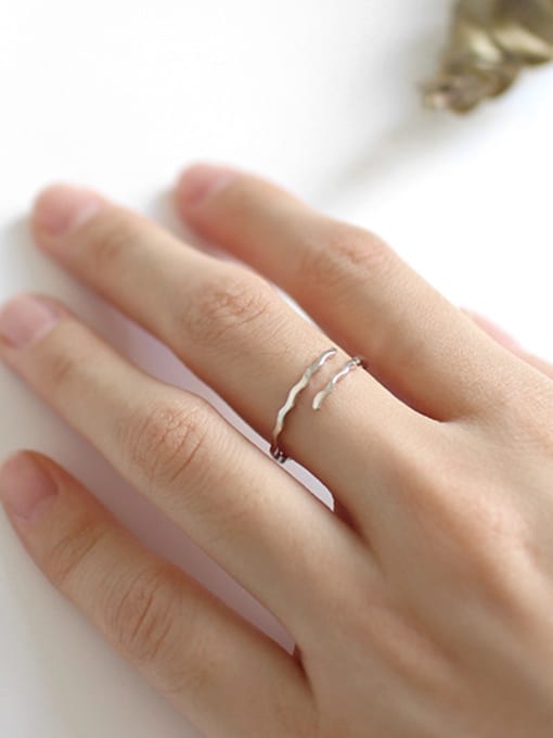 Arya Simple Water Wave Silver Opening Ring