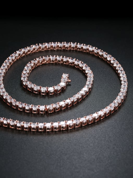 Armadani Copper inlay 4mm AAA zircon 18" four-prong necklace