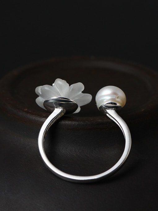 Christian S925 Silver Crystal Plum Blossom Opening Ring