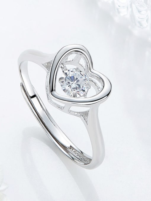 Maja Fashion Cubic Rotational Zircon Heart 925 Silver Ring