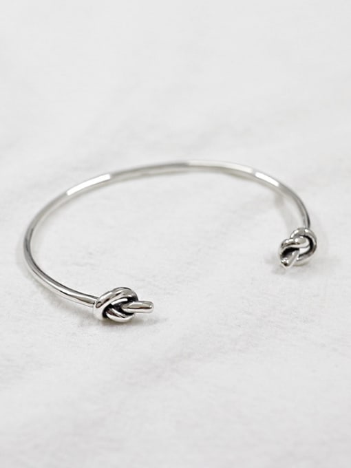 Arya Simple Little Knots Antique Silver Plated Opening Bangle