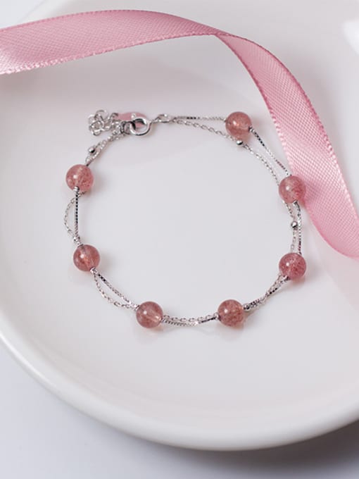 Tina All-match Double Layer Pink Crystal S925 Silver Bracelet