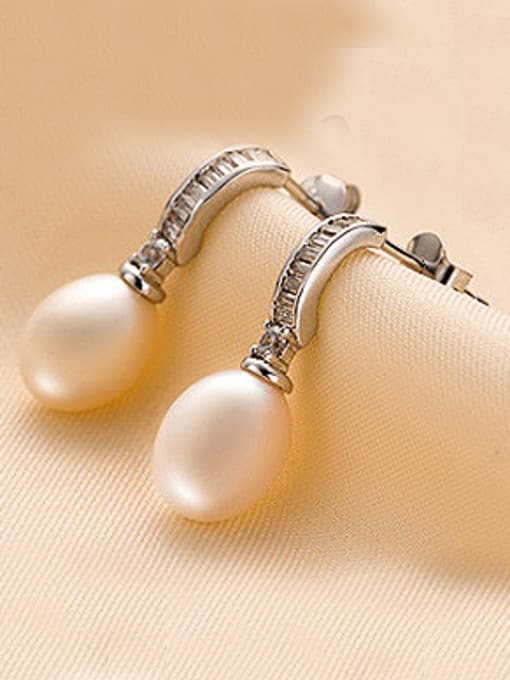 Evita Peroni Oval Freshwater Pearl Rhinestones drop earring