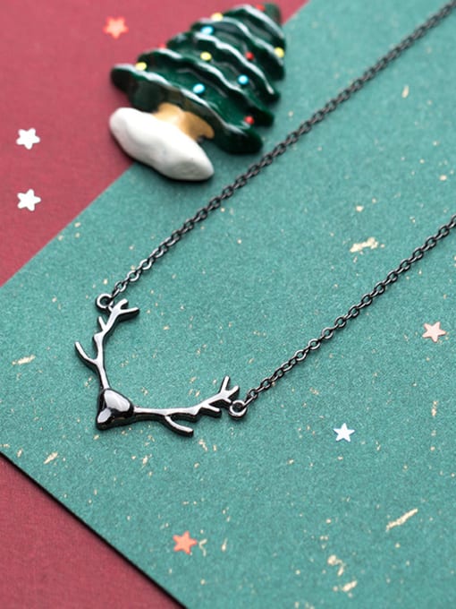 Tina Exquisite Black Deer Shaped S925 Silver Necklace