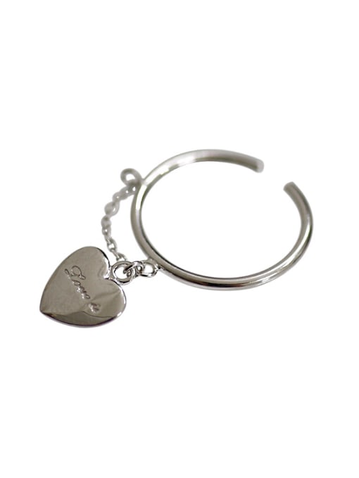 Arya Personalized Heart Short Chain Silver Opening Ring
