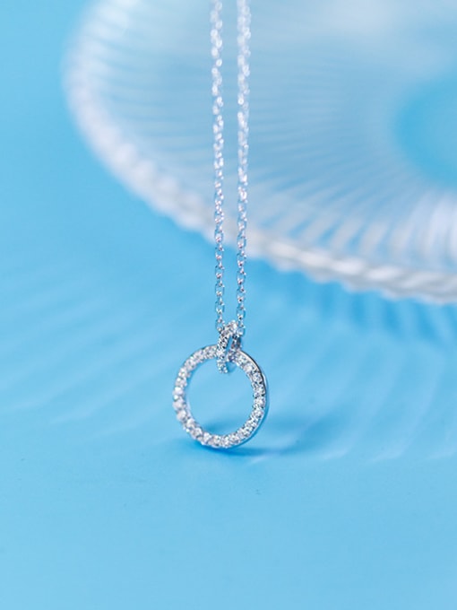 Tina Elegant Round Shaped Tiny Rhinestones S925 Silver Necklace