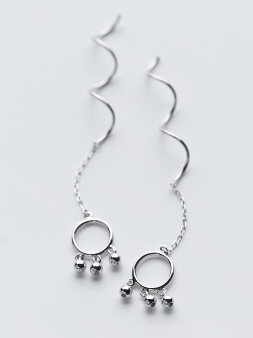 Tina All-match Round Shaped Tiny Beads S925 Silver Line Earrings