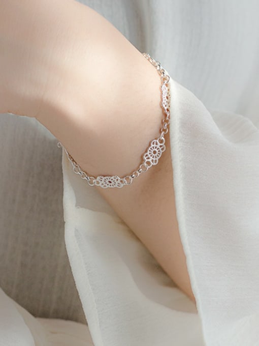 Tina S925 silver Openwork flowers   Lace bracelet