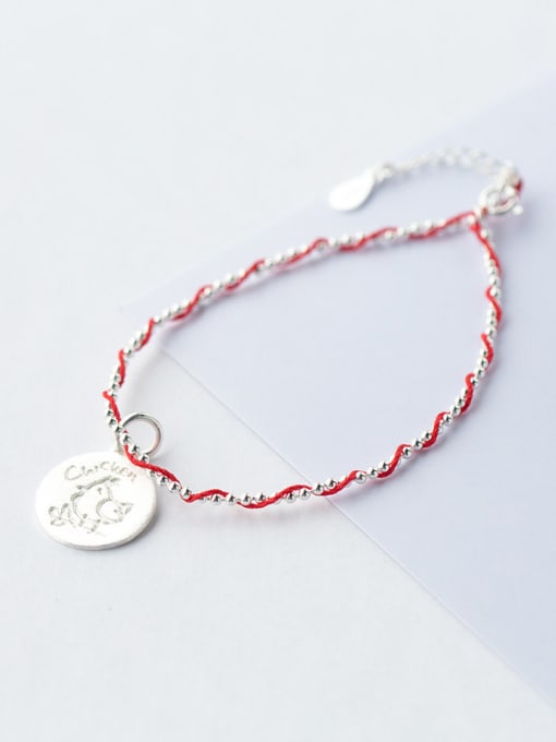 Tina Sterling silver sweet zodiac chicken ball red thread  bracelet