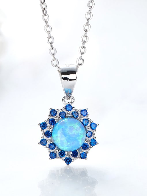 Maja Fashion Opal stone Cubic Zirconias 925 Silver Flowery Pendant