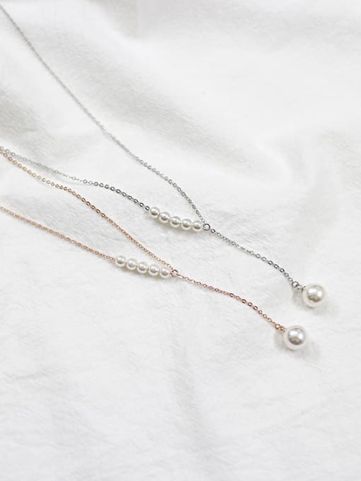 Arya Simple Artificial Pearls 925 Silver Necklace