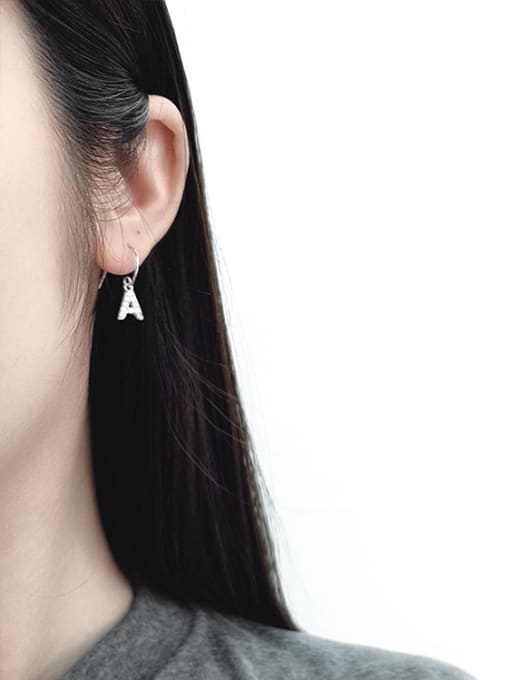 Arya Personalized Cubic Zircon Letter A Silver Earrings