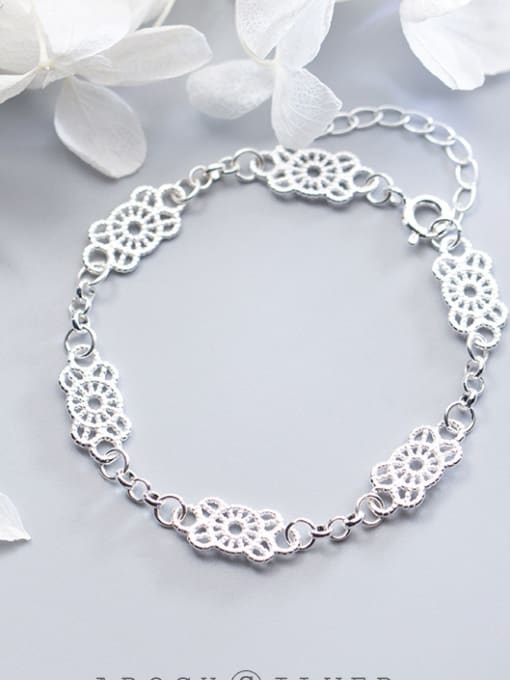 Tina S925 silver Openwork flowers   Lace bracelet