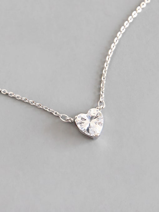 Arya Sterling silver simple love zircon necklace