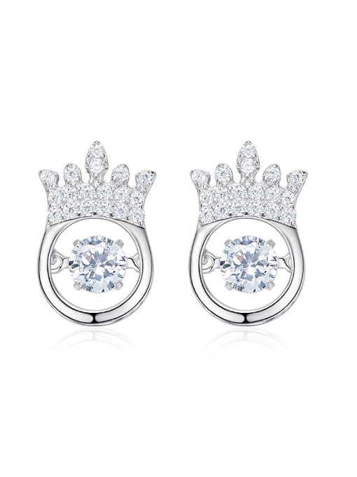 Maja Tiny Crown Rotational ZIrcon 925 Silver Stud Earrings