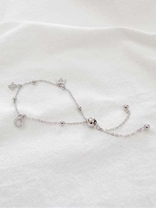 Arya Fashion Tiny Zirconias Adjustable Silver Bracelet