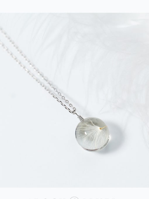 Tina S925 Silver Necklace Pendant female fashion circular dandelion Necklace sweet temperament clavicle chain female D4309