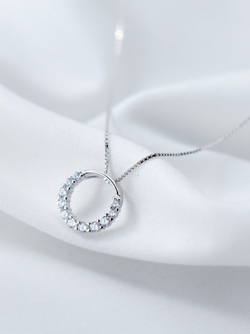 Tina All-match Round Shaped Rhinestone S925 Silver Necklace