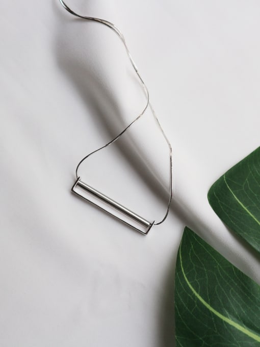 Jolie Silver Sterling silver long tube minimalist necklace