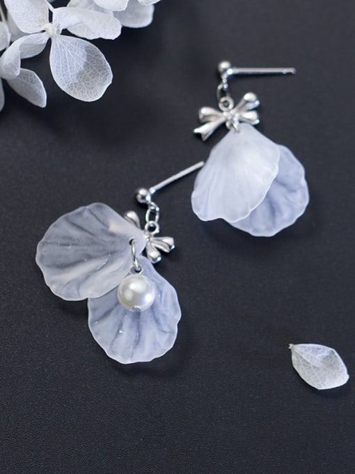 Tina Pure silver white flower petal bow tie Earrings