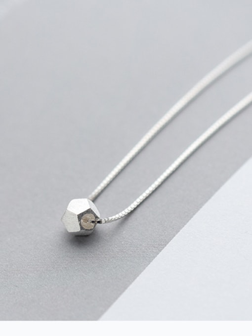 Tina S925 Silver Necklace Pendant simple geometric polygon wire drawing Necklace Chain D4290