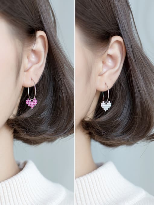 Tina 925 Sterling Silver With Platinum Plated Delicate Heart Hoop Earrings