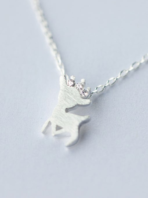 Tina Women Lovely Deer Shaped S925 Silver Rhinestones Necklace