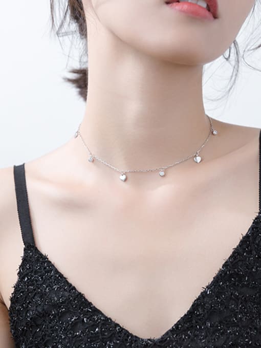 Tina Pure Silver Snowflake long necklace and love short necklace