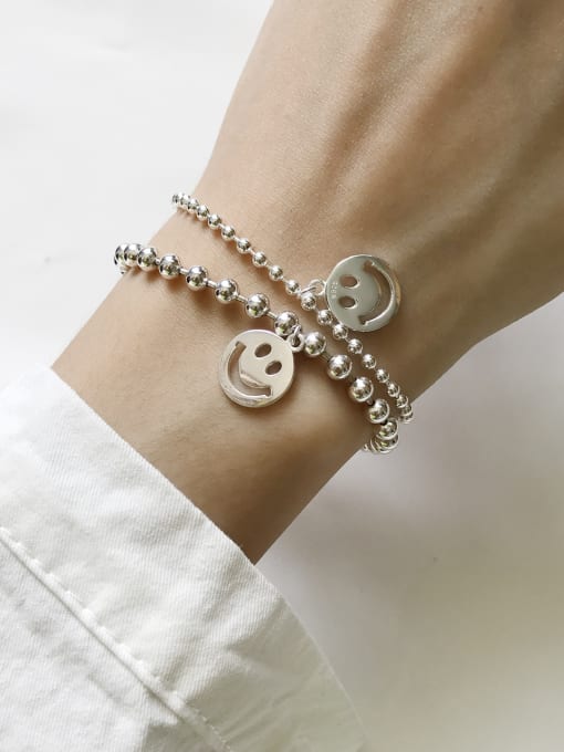 Jolie Silver Sterling silver smiling face  transfer beads  bracelet