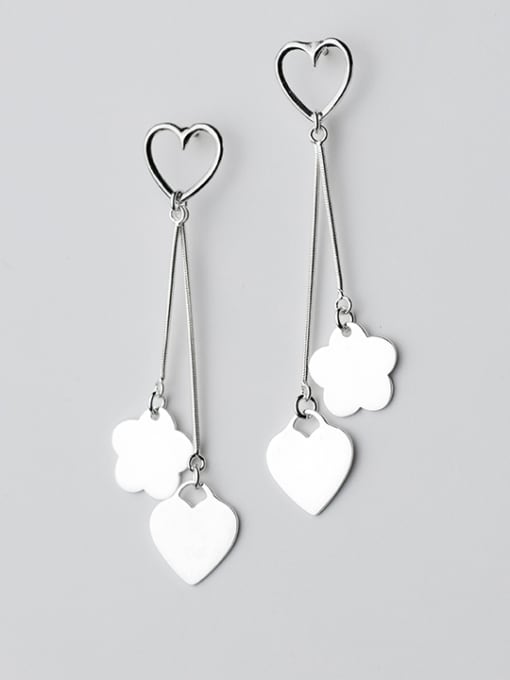 Tina Temperament Heart Shaped S925 Silver Drop Earrings