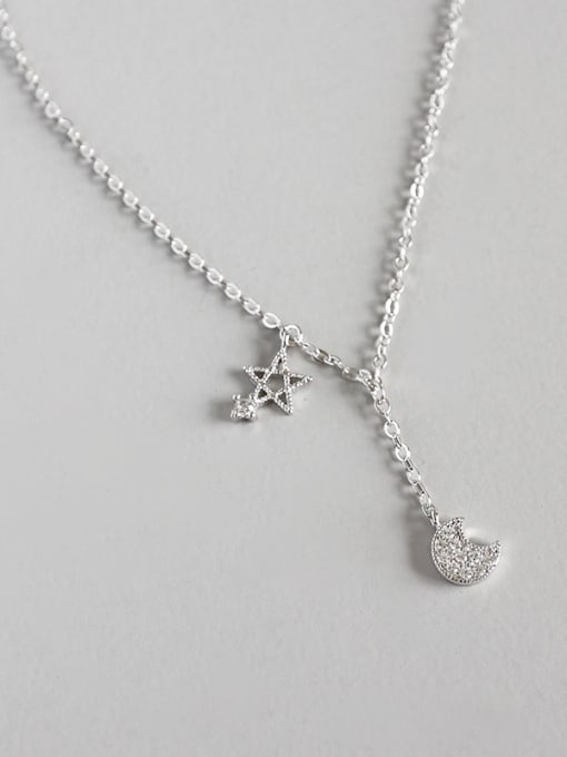 Arya Sterling Silver Star Moon clavicle chain