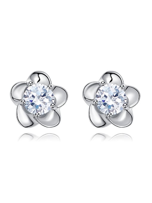 Maja Tiny Flower Cubic Zircon 925 Silver Stud Earrings