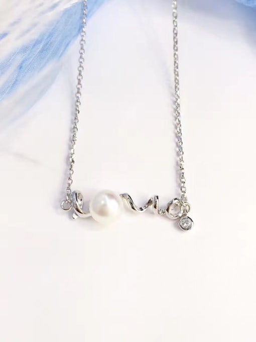 Evita Peroni Fashion Freshwater Pearl Monogram Necklace