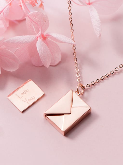 Tina Sterling Silver simple square envelopes love letter necklace