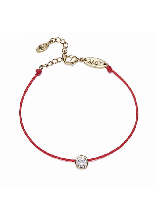 Maja Simple Cubic Zircon Red Rope Copper Bracelet