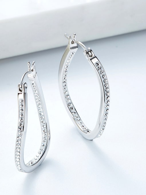 Maja Simple Cubic Tiny Swarovski Crystals 925 Silver Irregular Earrings