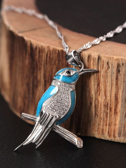 Christian Lovely Kingfisher Enamel Necklace