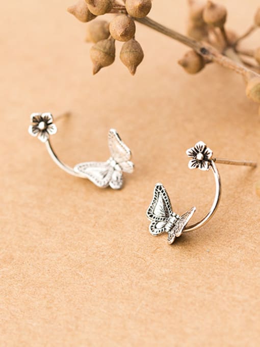 Tina Vintage Butterfly Shaped Thai Silver Stud Earrings