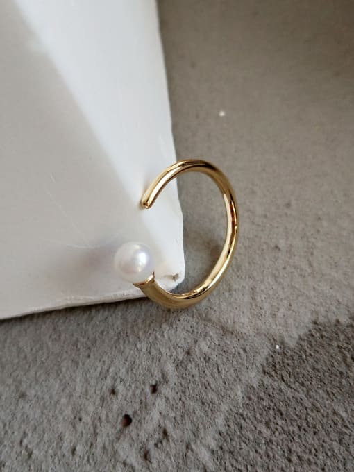 Jolie Silver Pure silver 18k-gold synthetic Pearl free size Ring