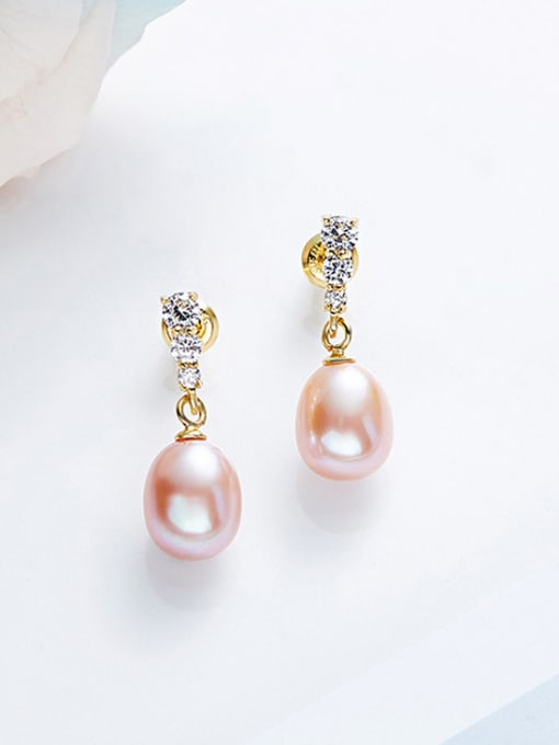 Maja Fashion Freshwater Pearl Zircon Stud Earrings