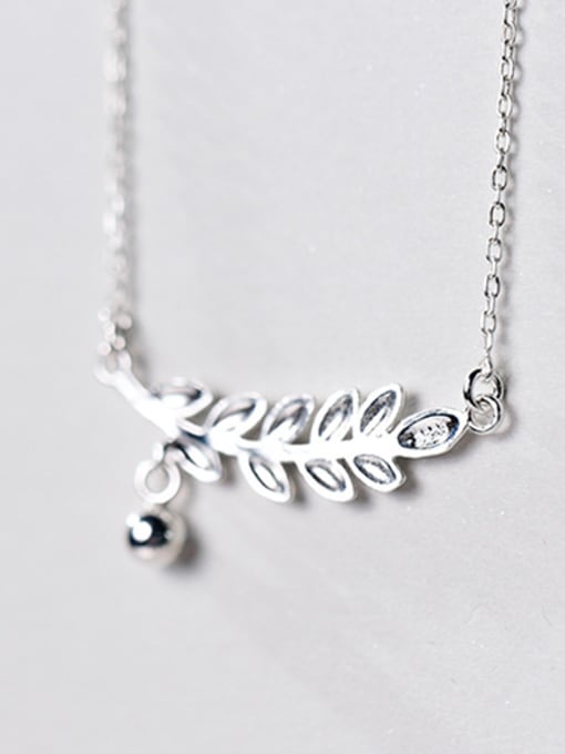 Tina Elegant Leaf Shaped Tiny Bead S925 Silver Necklace