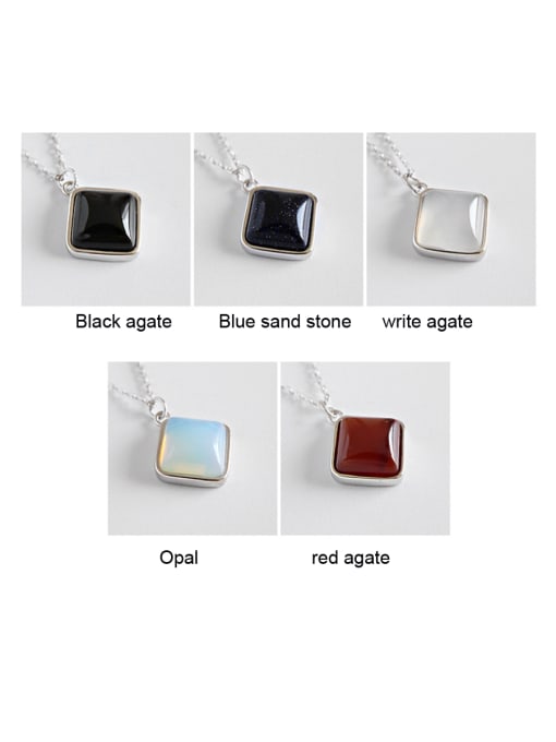 Arya Sterling Silver geometric square Agate Necklace