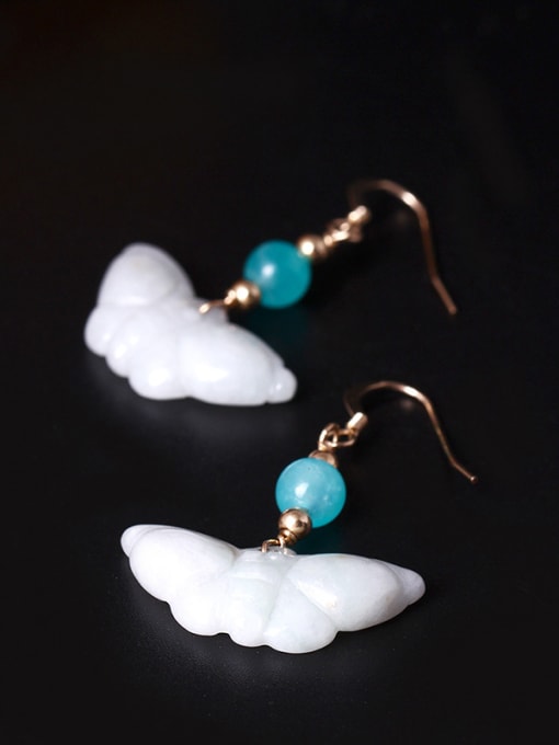 Christian Creative Personality Jade Butterfly Hook Earrings