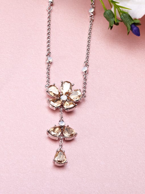 Maja S925 Flower-shaped Crystal Necklace