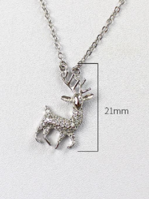 Arya Fashion Little Deer Tiny Zirconias Silver Necklace