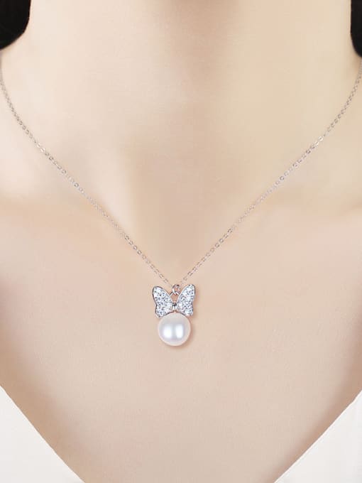 Chris 2018 Bowknot Pearl Necklace