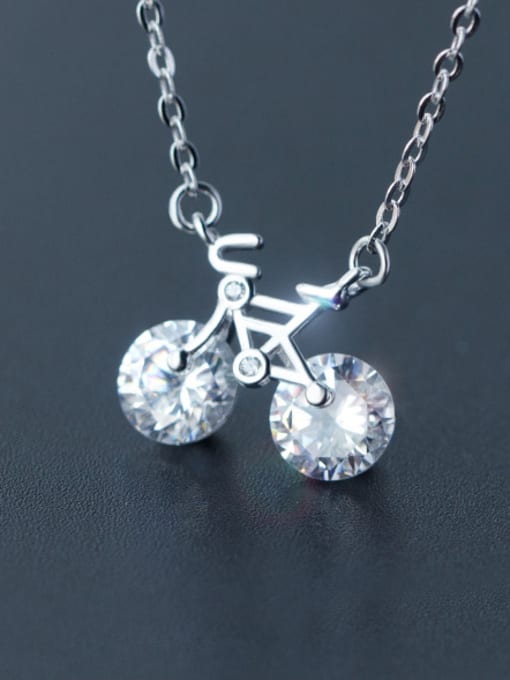 Tina S925 silver mini bicycle shining zircon necklace