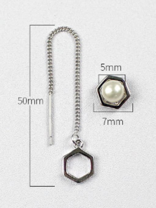 Arya Asymmetrical Artificial Pearl Hexagon-shaped Silver Women Earrings