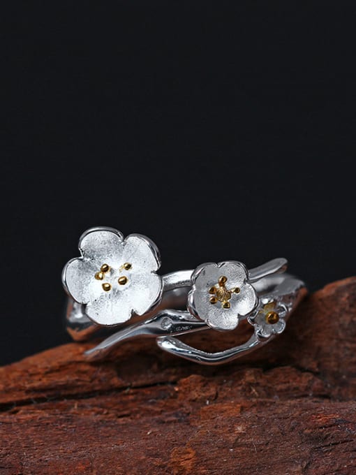 Christian Beautiful Flower Silver Opening Ring