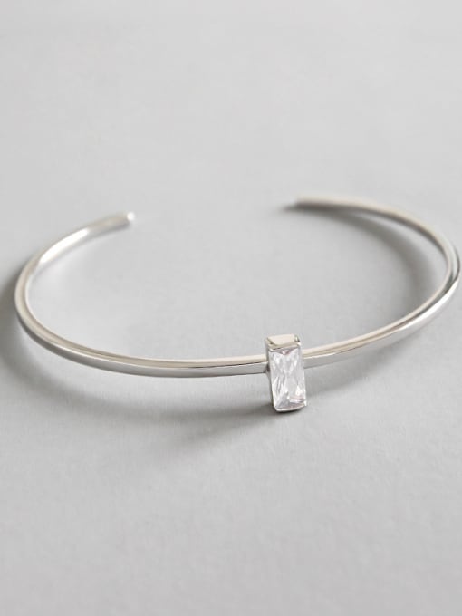 Arya Pure silver Simple Geometric Square Zircon Free Size Bracelet